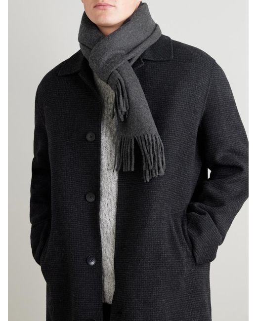 Mr P. Gray Logo-appliquéd Fringed Cashmere Scarf for men