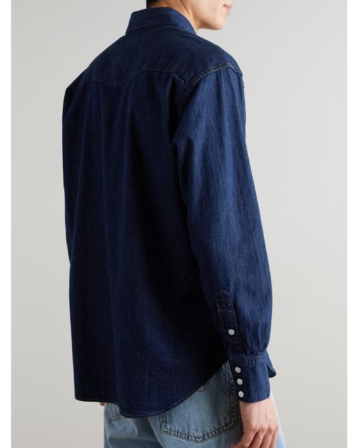 Orslow Blue Denim Western Shirt for men