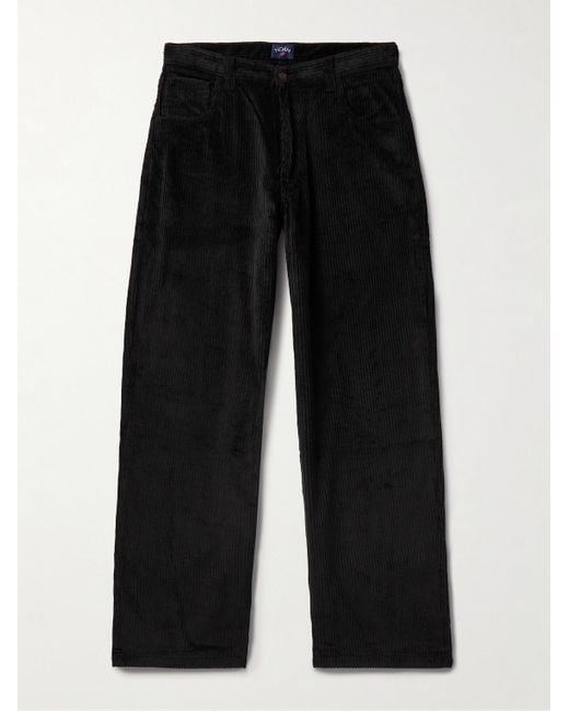 Pantaloni a gamba dritta in velluto a coste di cotone di Noah NYC in Black da Uomo
