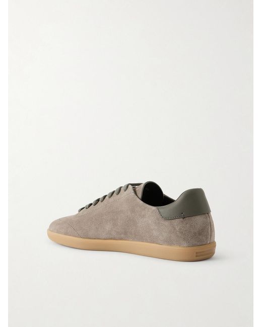 Zegna Brown 232 Leather-Trimmed Suede Sneakers for men