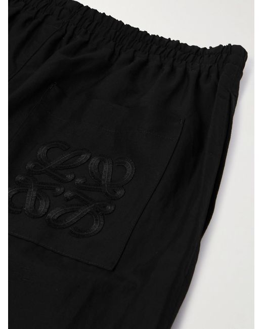 Loewe Black Paula's Ibiza Wide-leg Cropped Woven Drawstring Trousers for men