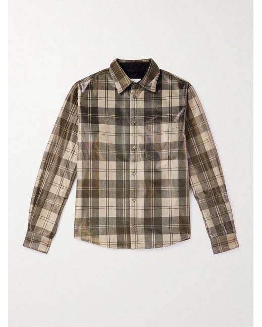 4SDESIGNS Brown Checked Shell-Lamé Overshirt for men