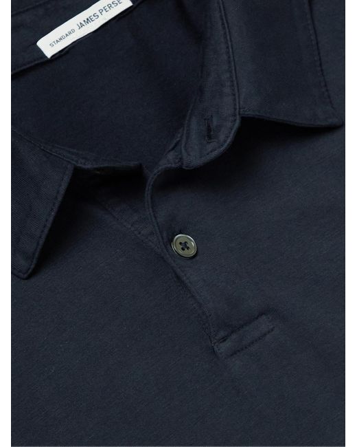 James Perse Blue Supima Cotton-Jersey Polo Shirt for men