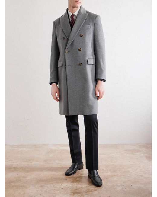 Lardini Gray Double-Breasted Wool Coat for men