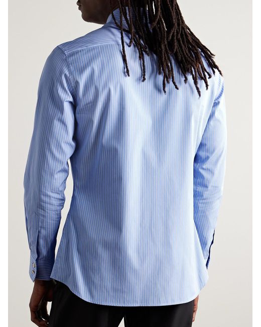 Valentino Garavani Blue Slim-Fit Striped Cotton Shirt for men