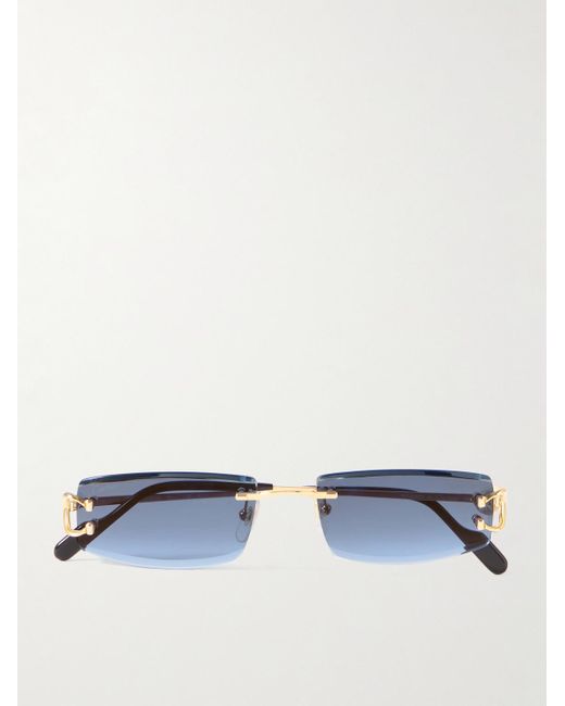 Cartier C De Cartier Rimless Rectangle-frame Gold-tone Sunglasses in ...