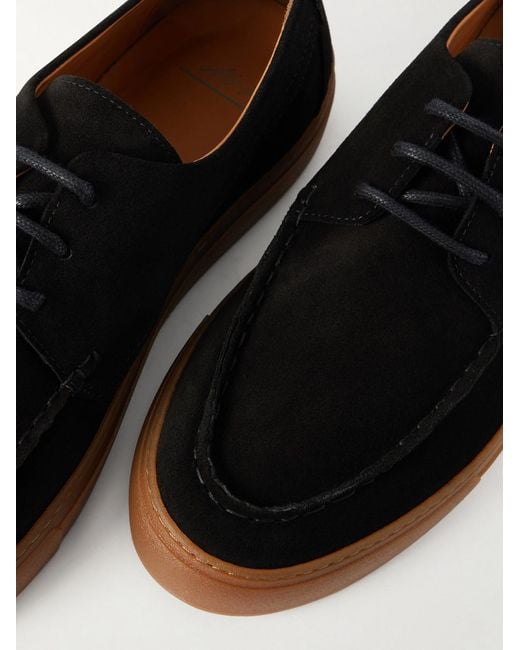Mr P. Black Larry Suede Boat Shoes for men