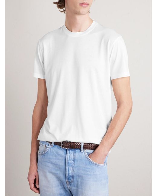 Tom Ford White Cotton And Silk-Blend Jersey T-Shirt for men