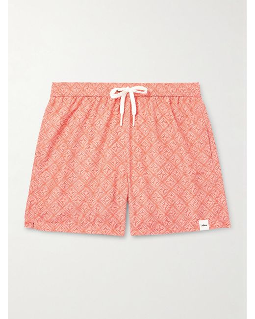 Altea Pink Straight-Leg Printed Swim Shorts for men