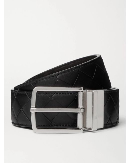Bottega Veneta Black 4cm Reversible Intrecciato Leather Belt for men