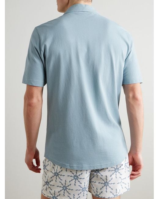 Frescobol Carioca Blue Luca Cotton Polo Shirt for men