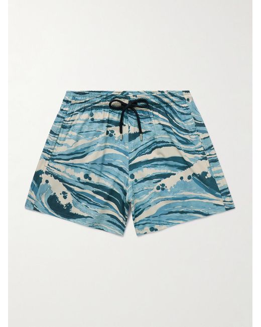 Maison Kitsuné Blue Vilebrequin Moorise Straight-leg Mid-length Printed Swim Shorts for men