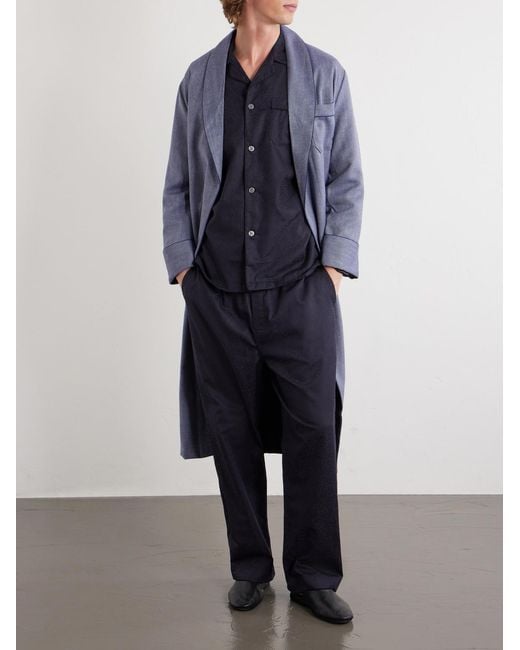Derek Rose Blue Paris 17 Cotton-Poplin Pyjama Set for men