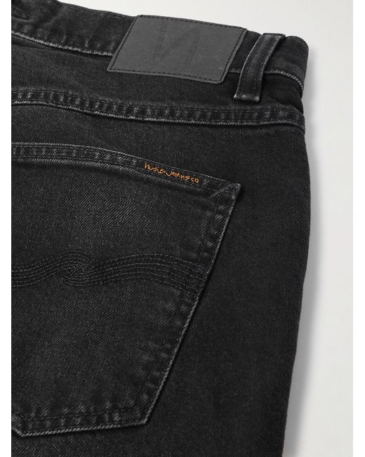 Nudie Jeans Black Solid Ollie Slim-Fit Straight-Leg Jeans for men