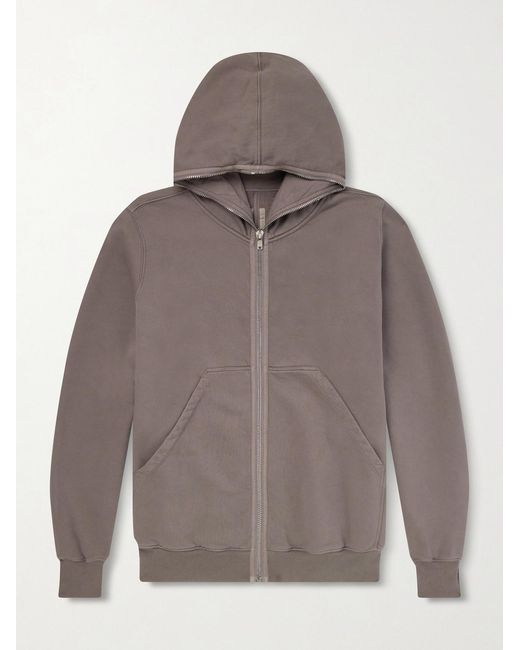 Rick Owens Gray Jumbo Cotton-Jersey Zip-Up Hoodie for men