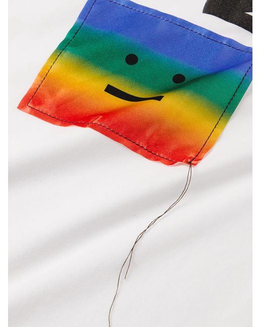 Acne White Eyloch Face Rainbow T-shirt for men