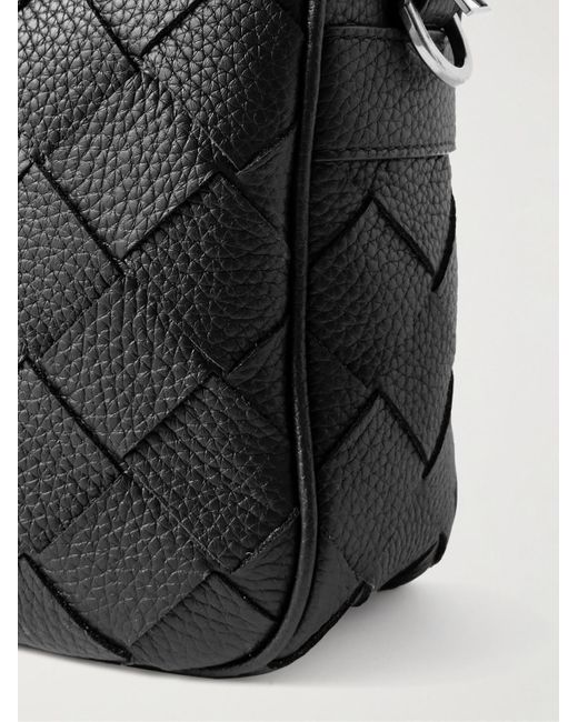 Bottega Veneta Black Intrecciato Full-grain Leather Messenger Bag for men