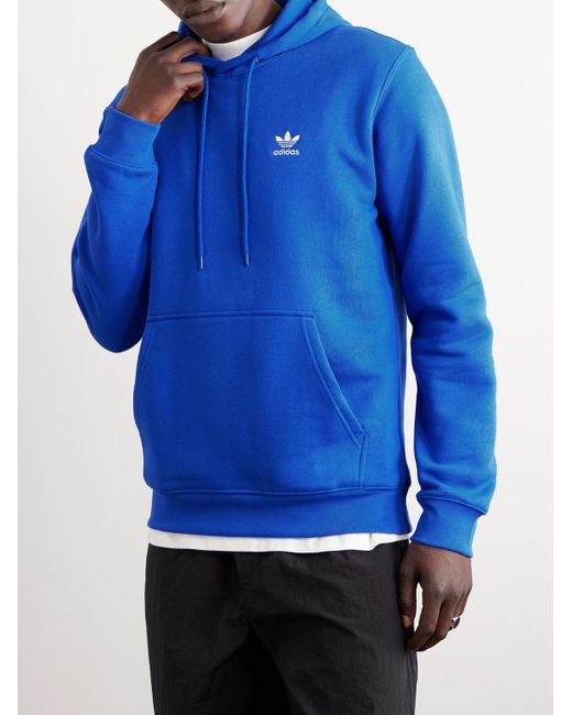 Adidas Originals Blue Essential Logo-embroidered Cotton-blend Jersey Hoodie for men