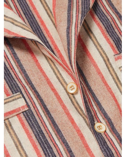 The Elder Statesman Pink Striped Cashmere-Blend Flannel Shirt for men