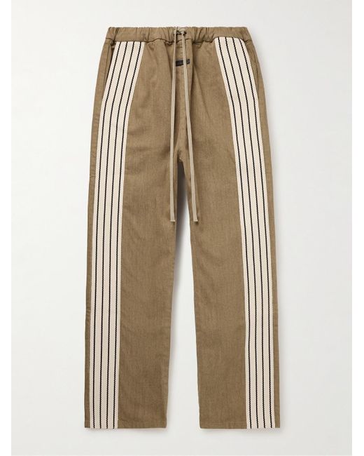 Fear Of God Natural Forum Straight-leg Striped Canvas-trimmed Drawstring Jeans for men