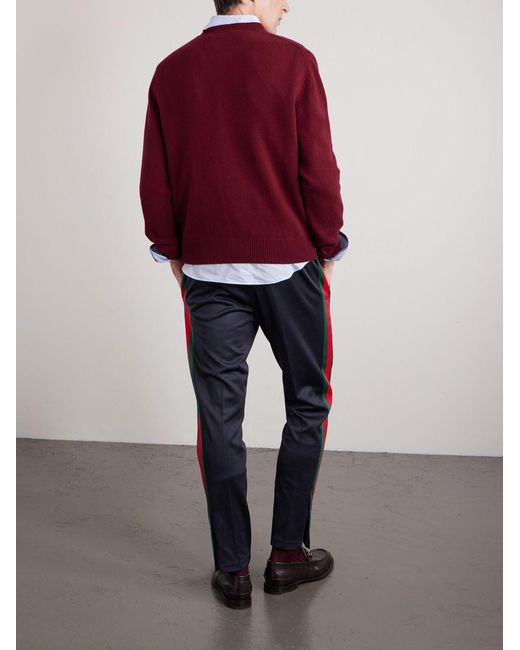 Gucci Blue Straight-Leg Striped Jersey Sweatpants for men