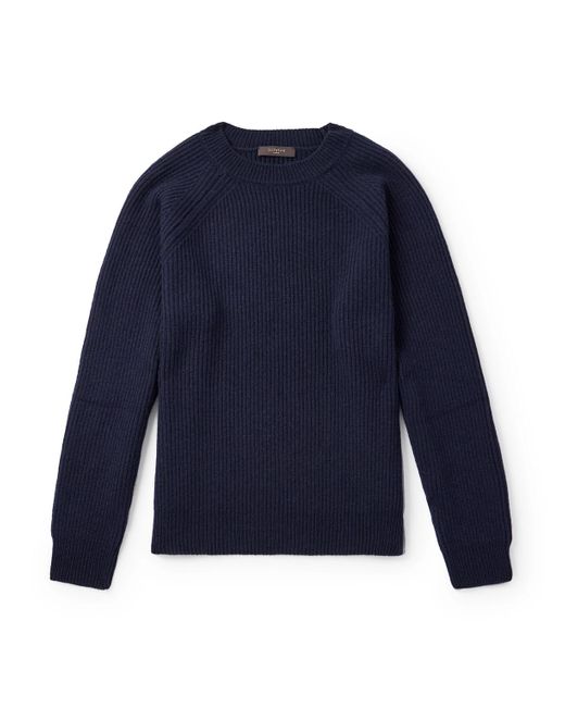 Incotex Blue Zanone Ribbed Virgin Wool Sweater for men
