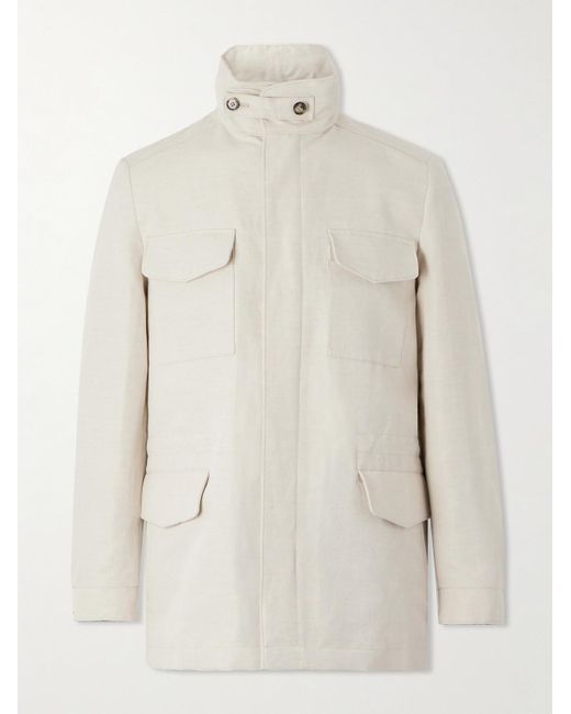 Field jacket in misto cotone e lino Rain System® Traveler di Loro Piana in Natural da Uomo