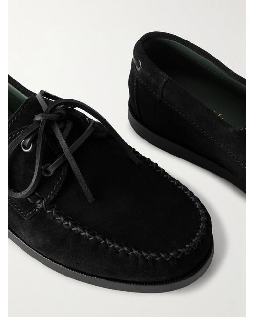 VINNY'S Black Suede Boat Shoes for men
