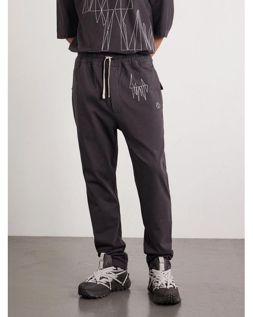 Rick Owens Brown Moncler Straight-leg Logo-appliquéd Embroidered Cotton-jersey Sweatpants for men