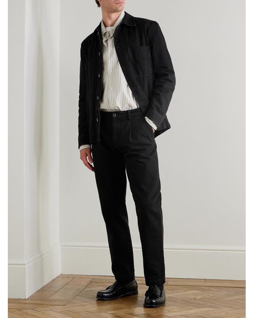 Barena Black Capitan Washed Denim Overshirt for men