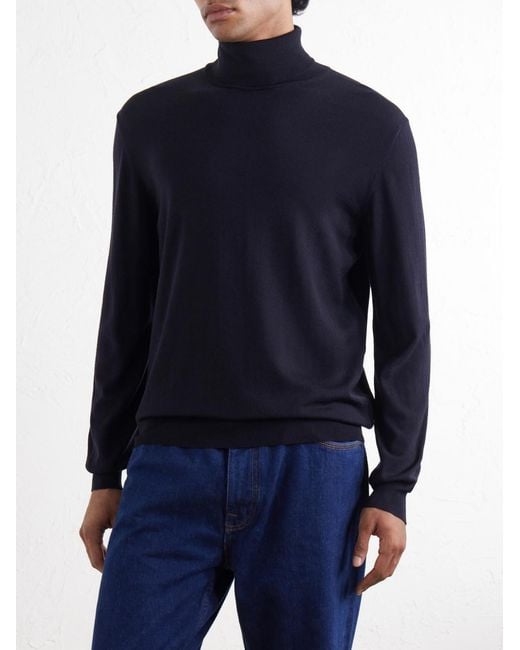 Slowear Blue Flexwool Rollneck Sweater for men