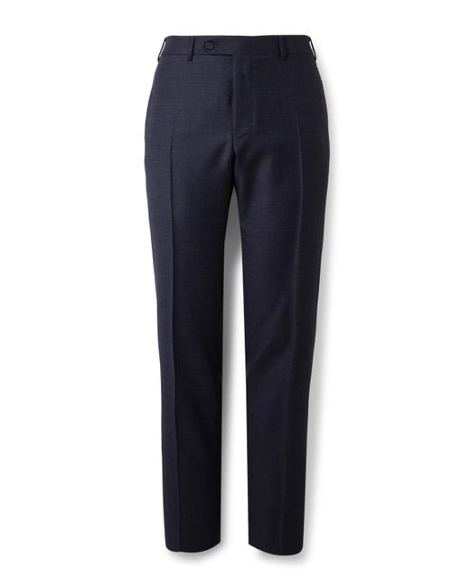 Canali Blue Slim-Fit Straight-Leg Checked Super 130S Wool Suit Trousers for men