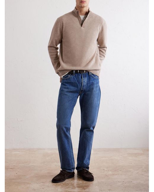 Slowear Pink Virgin Wool Half-Zip Sweater for men