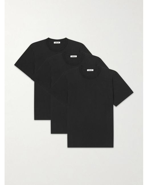 CDLP Black Three-Pack Lyocell And Pima Cotton-Blend Jersey T-Shirts for men