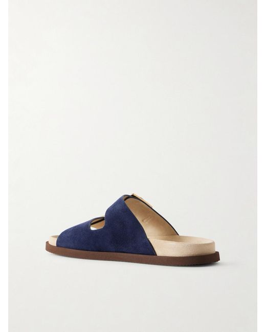 Brunello Cucinelli Blue Buckled Suede Sandals for men