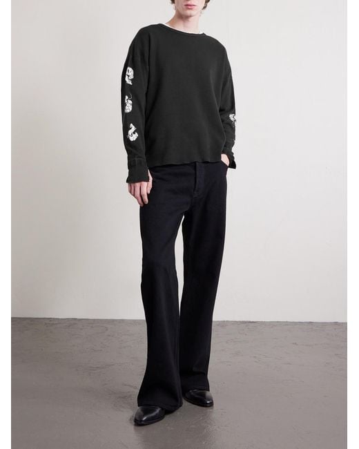 Enfants Riches Deprimes Black Rats Breed Cropped Distressed Printed Cotton T-Shirt for men