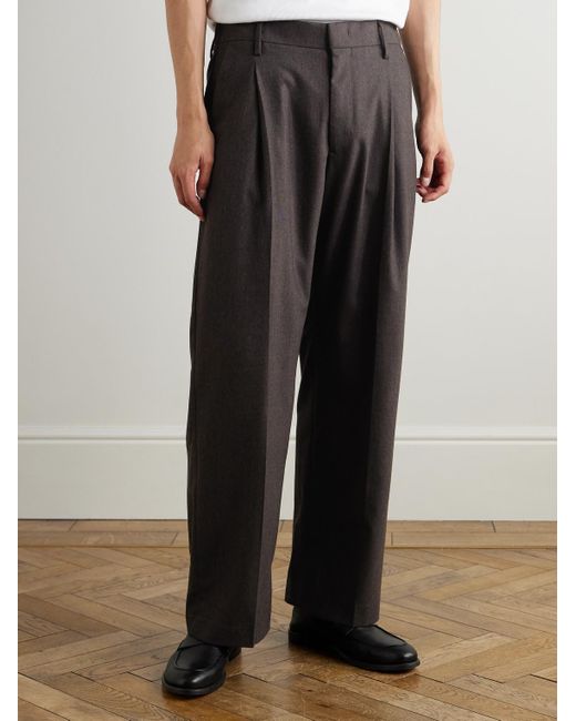 NN07 Gray Kay Straight-leg Pleated Woven Trousers for men