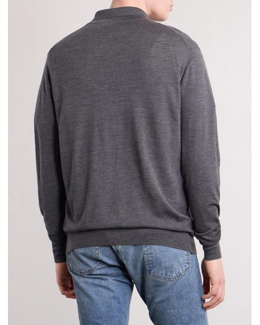 William Lockie Gray Virgin Wool Polo Shirt for men