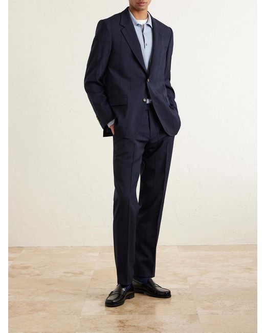 Mr P. Blue Checked Wool-blend Suit Jacket for men