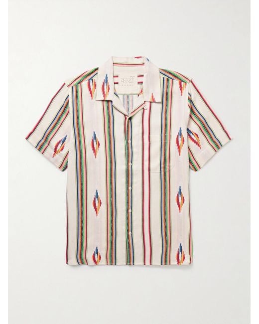 Kardo Natural Lamar Convertible-collar Cotton-jacquard Shirt for men