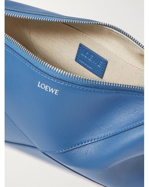 Beauty case in pelle Puzzle Fold di Loewe in Blue da Uomo