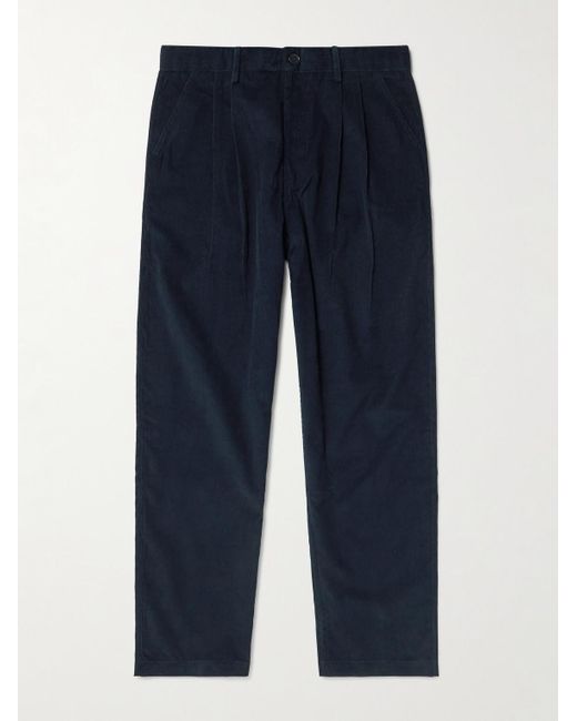 Kardo Blue Antonio Straight-Leg Embroidered Cotton-Corduroy Trousers for men