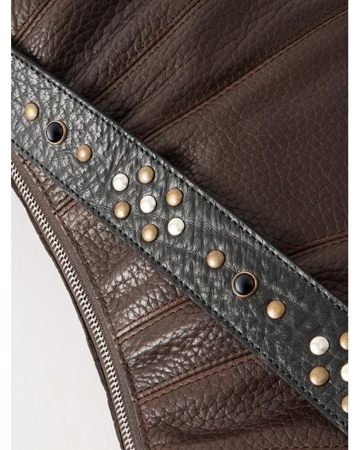 Croissant Large Studded Leather Messenger Bag di Lemaire in Brown da Uomo