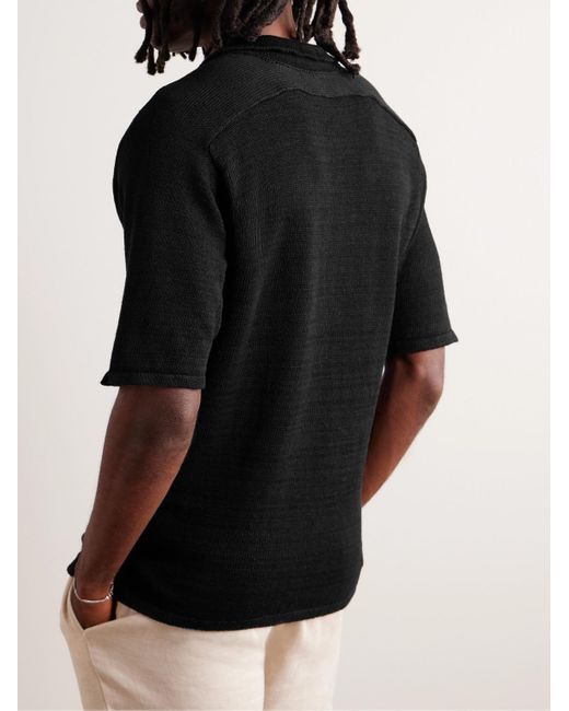 Inis Meáin Black Linen Polo Shirt for men