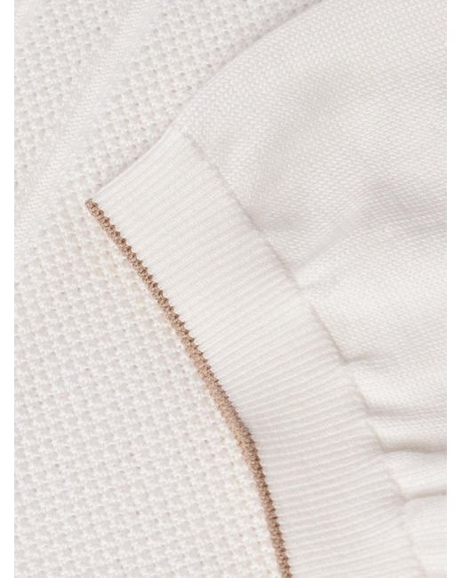 Brunello Cucinelli Polohemd aus Baumwolle in Wabenstrick in White für Herren