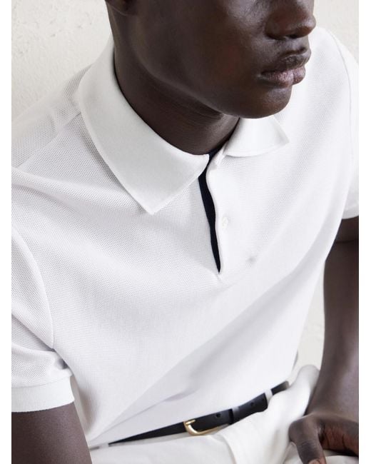 Dunhill White Cotton-Piqué Polo Shirt for men