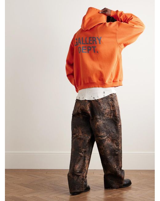 GALLERY DEPT. Orange 90's Oversized Logo-Print Cotton-Jersey Hoodie for men