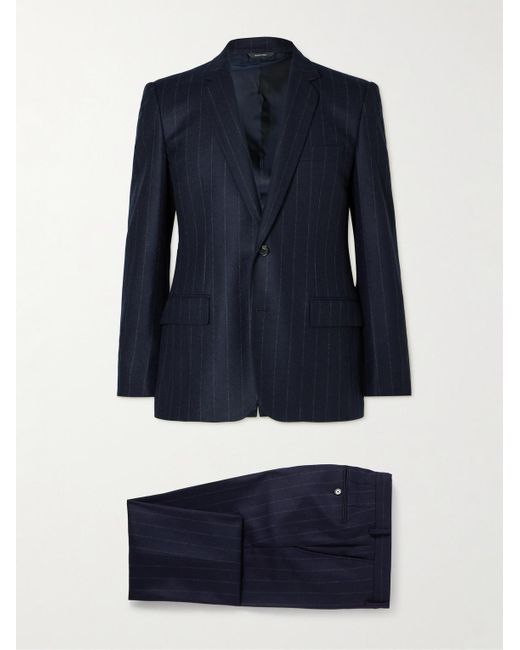 Loro Piana Blue Pinstriped Wish® Virgin Wool And Cashmere-blend Suit for men