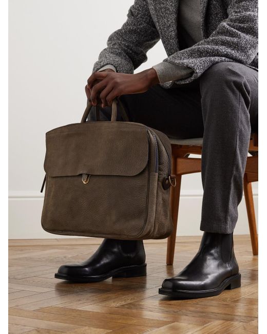 Bleu De Chauffe Brown Zeppo Full-grain Nubuck Messenger Bag for men