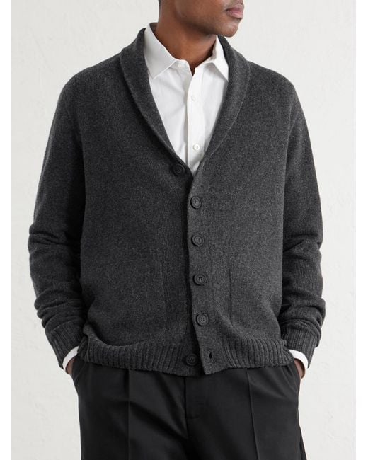 John Smedley Gray Rockford Shawl-Collar Recycled-Cashmere And Merino Wool-Blend Cardigan for men